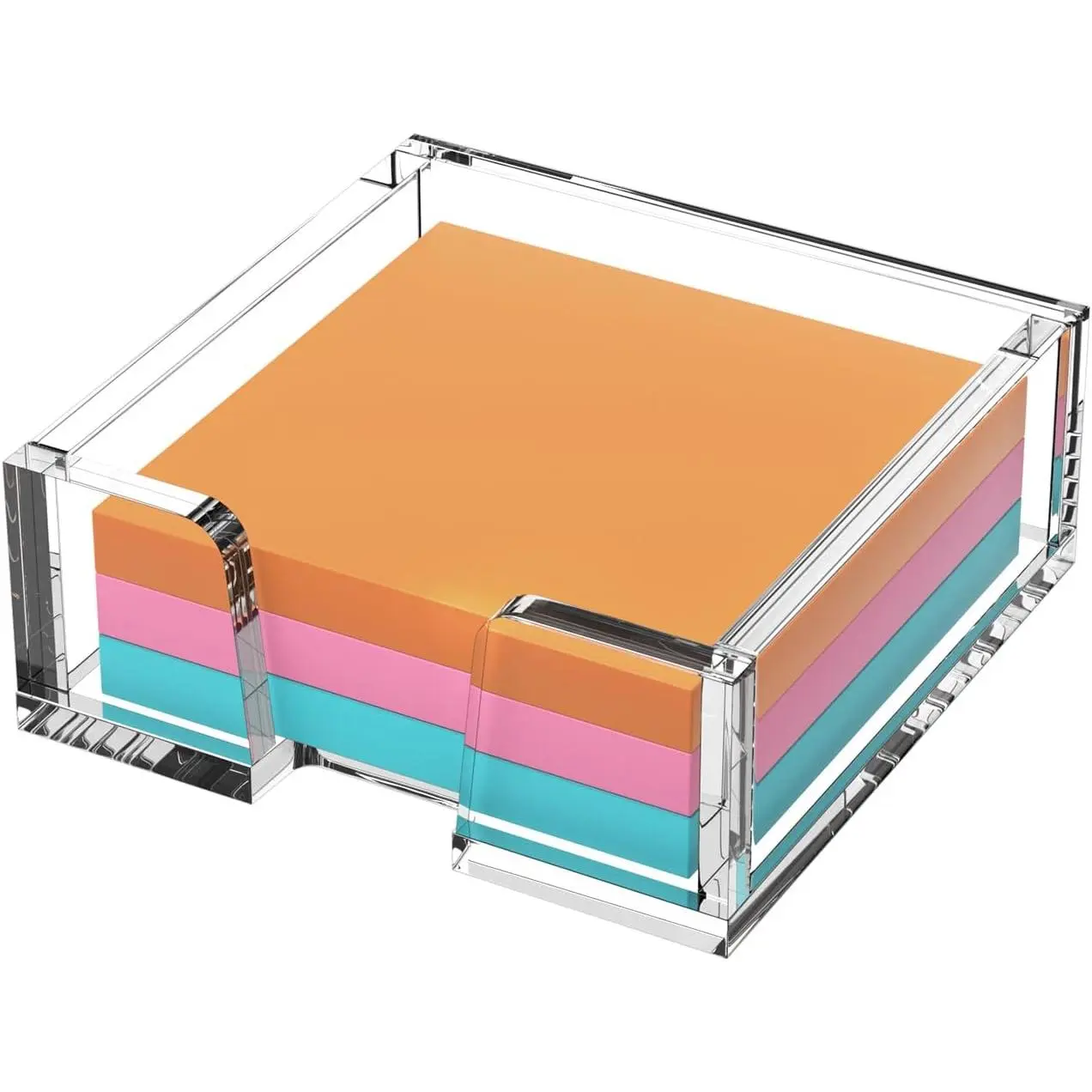 Modern Elegant  Clear  Sticky Note Holder Organizer - 3x3 in Square Notepad Holder - 3 Count - No Pads - Office Desk Organization