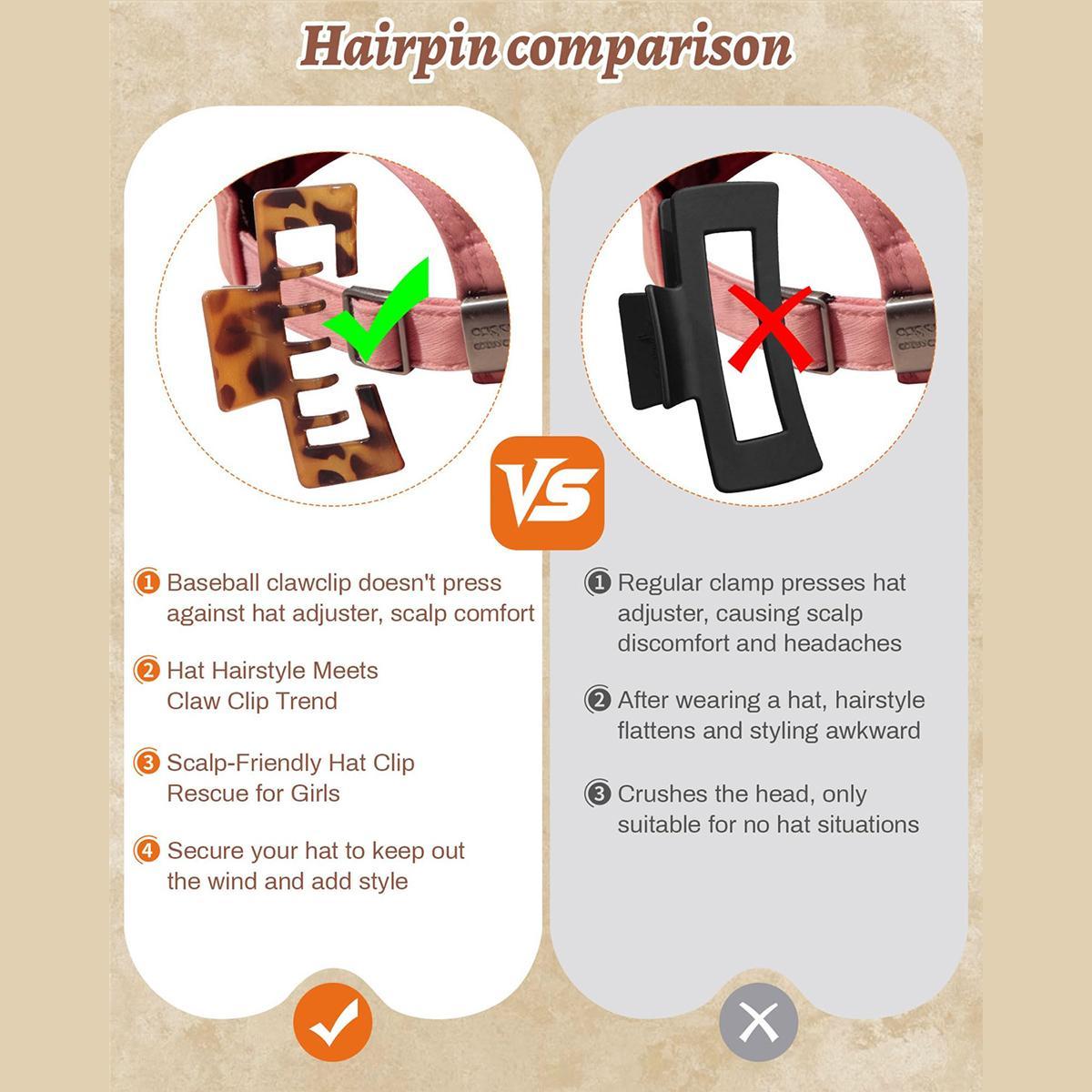 AWAYTR Gift Box Set 4Pack Trucker Hat Hair Clips for Women Hat-Friendly Claw Clips for Baseball Caps Hair Claws Clips for Thick Hair Hat Hairstyles Hair Accessories