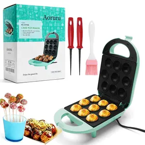 Aoruru Cake Pop Maker, 9 Holes Non-Stick Mini Cake Pop Machine, 500W Electric Lollipop Cake Maker for Home Party Baking, Comes with Baking Tools