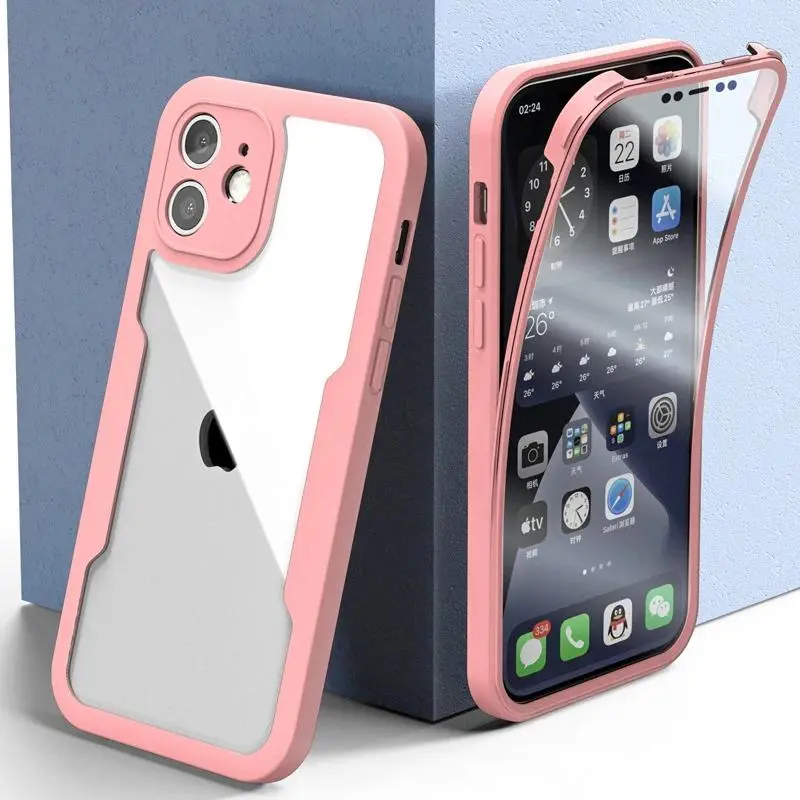 360 Full Body Protection Transparent Phone Case For iPhone 17 16 15 14 Pro Max 11 12 13 X XR XS 7 Soft Front Screen Bumper Cover
