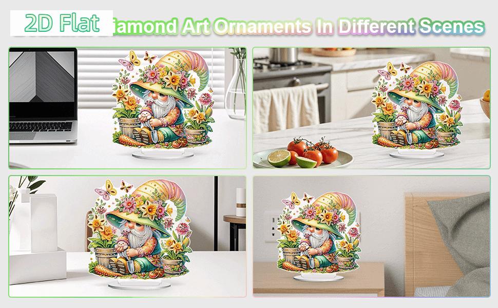 2D Flat Acrylic Print DIY Table Top Diamond Painting Ornament Kits Diamond Painting Desktop Ornaments Kit 5D DIY Diamond Art Tabletop Decorations for Home Office Desktop Decor