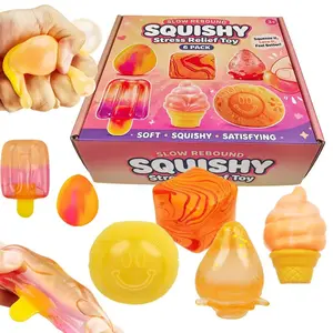 Creative Stress Relief Squishy Gift Set, 6-Piece Slow Rebound Press-Down Toy, Office Fidget Kit, Unique Unboxing Experience