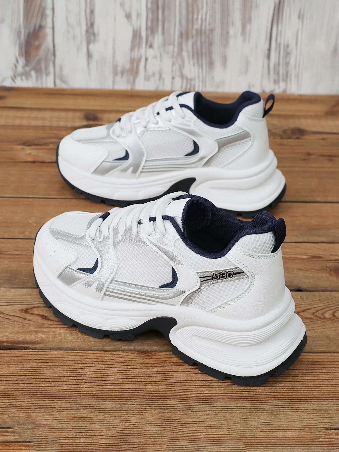 Women's Casual Sports Shoes, Comfortable Elegant Shoes, Height-Increasing Thick Sole, Dad Sneakers, Breathable Mesh, Spring Fall Low Heel, Runner Chunky Sneaker