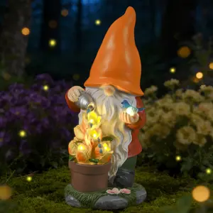 Solar Goblin Garden Statue Light Outdoor Decor, Waterproof LED Yard Art Lantern, Patio Lawn Decoration, Mother's Day Gift for Mom Grandma Women