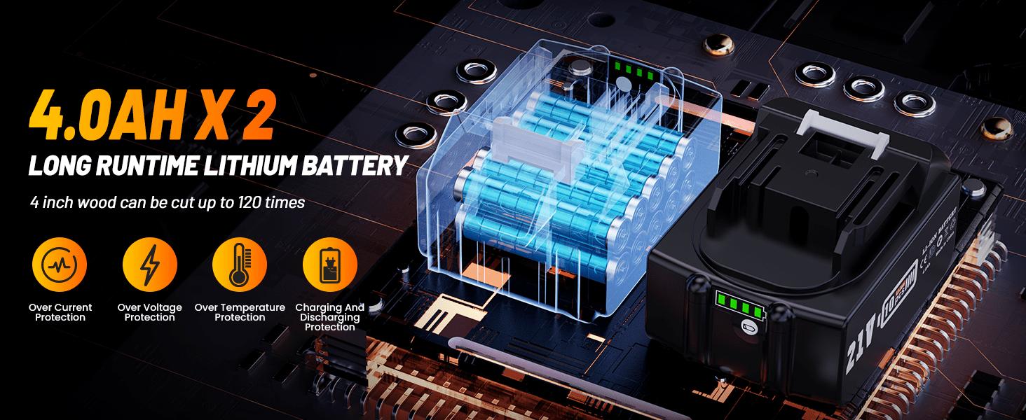 Electric Mini Chainsaw Cordless 6-Inch Handheld Portable Chain Saw with Grease Injector, 2 × 4.0ah Battery-Powered, with Safety Lock, Tool-Free Chain Handsaw for Small Pruning and Cutting