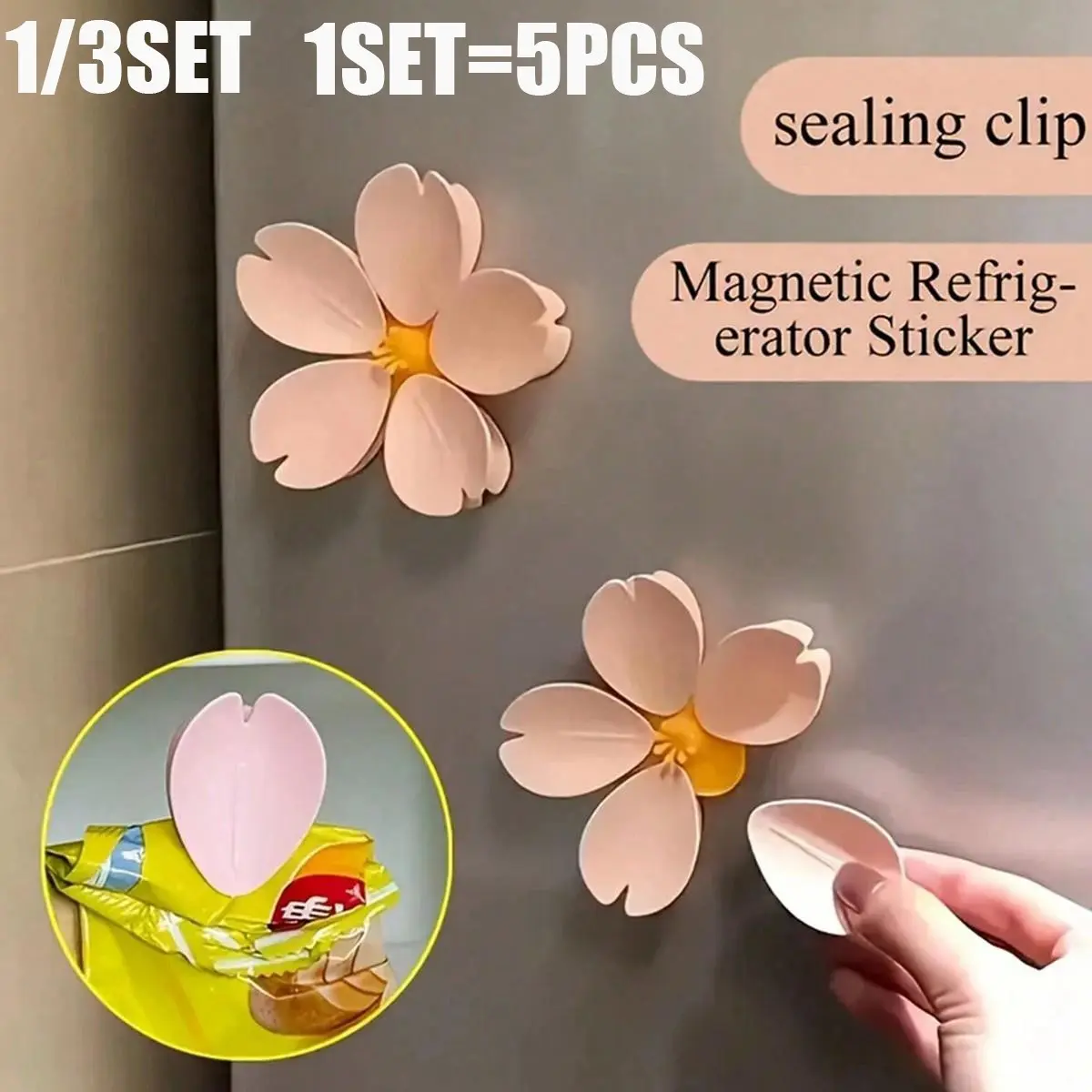 Cherry Blossom Magnet, Creative Kitchen Decor, Reusable Magnetic Clip, Ideal for Food Storage & Organization, Perfect Gift Idea