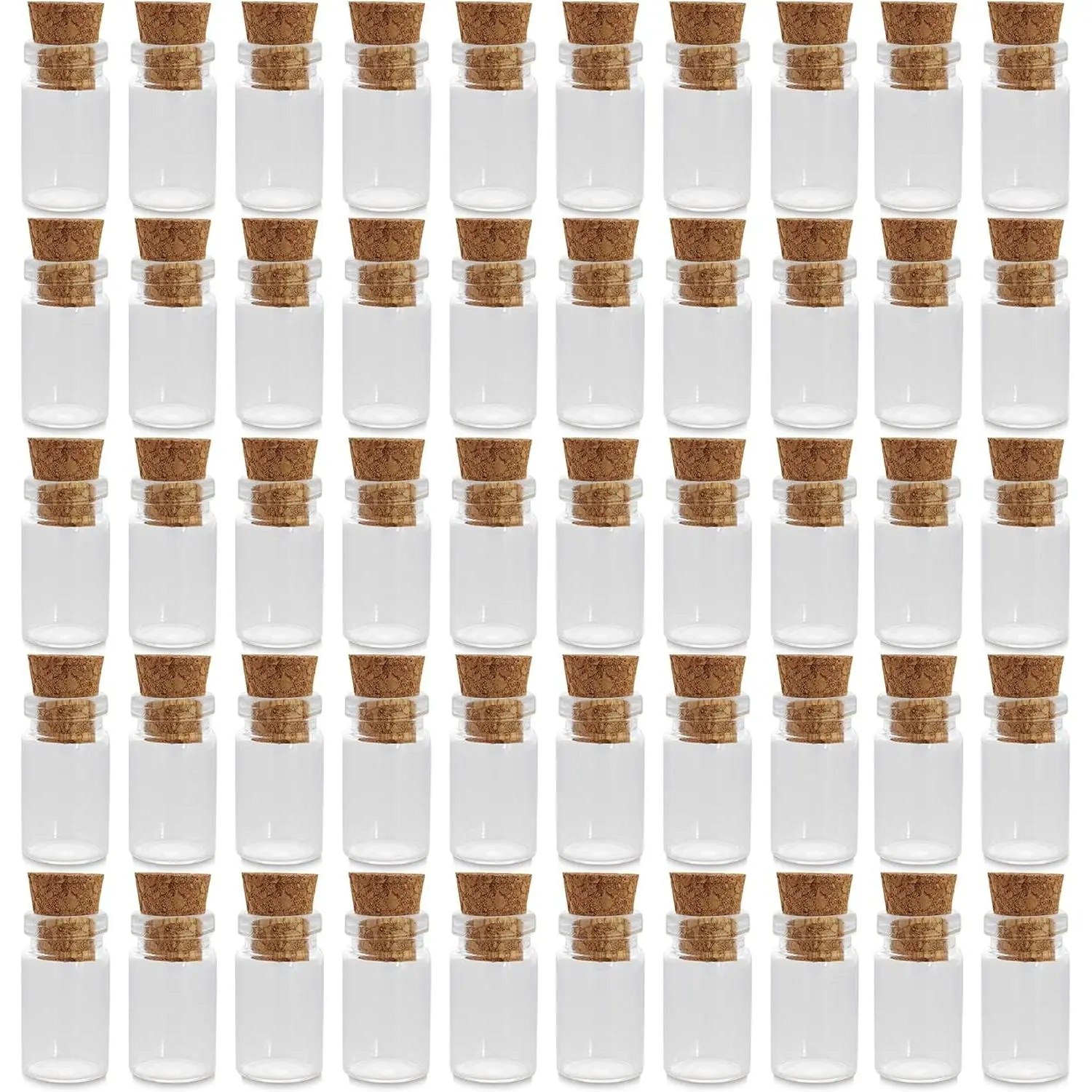 50 Pack Mini Clear Glass Jars with Cork Stoppers - Tiny Bottles for Arts & Crafts, DIY Projects, Decoration, Party Favors (18mm x 10mm Diameter)Gift