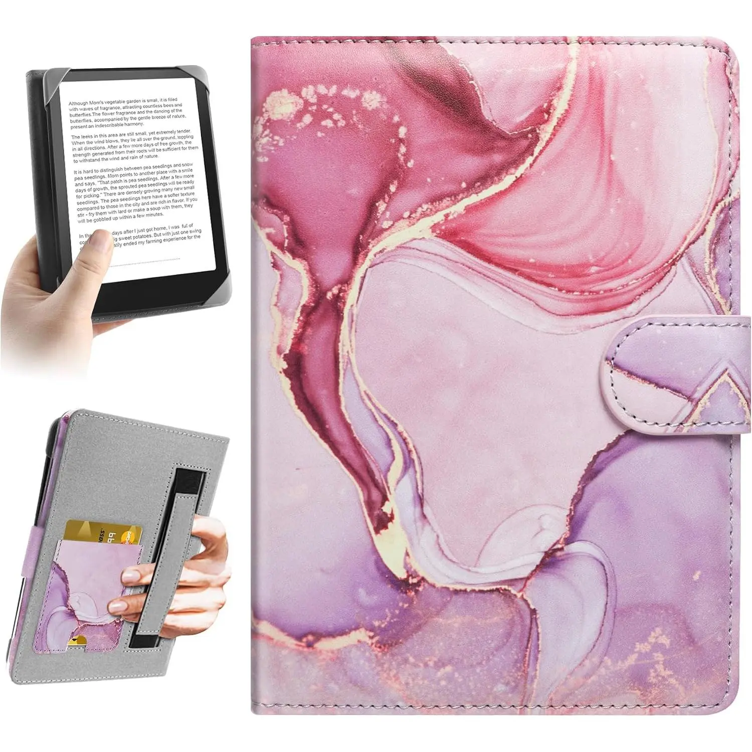Case for 7 inch Kindle eReader Compatible with 6.8" Paperwhite/Pocketbook and Tolino/Kobo Clara 2E/Kobo Clara ,6",6.8" eReader Protective Cover -in Pocket,Dalipink