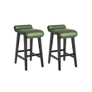Solid Wood Bar Stools Set of 2/4, Counter Height Bar Stools with Wide PU Leather Upholstered Seat, Barstools Set with Sturdy Wood Legs for Kitchen Islands, Counter Bars, 17.5'' x 17.5'' x 28.3''