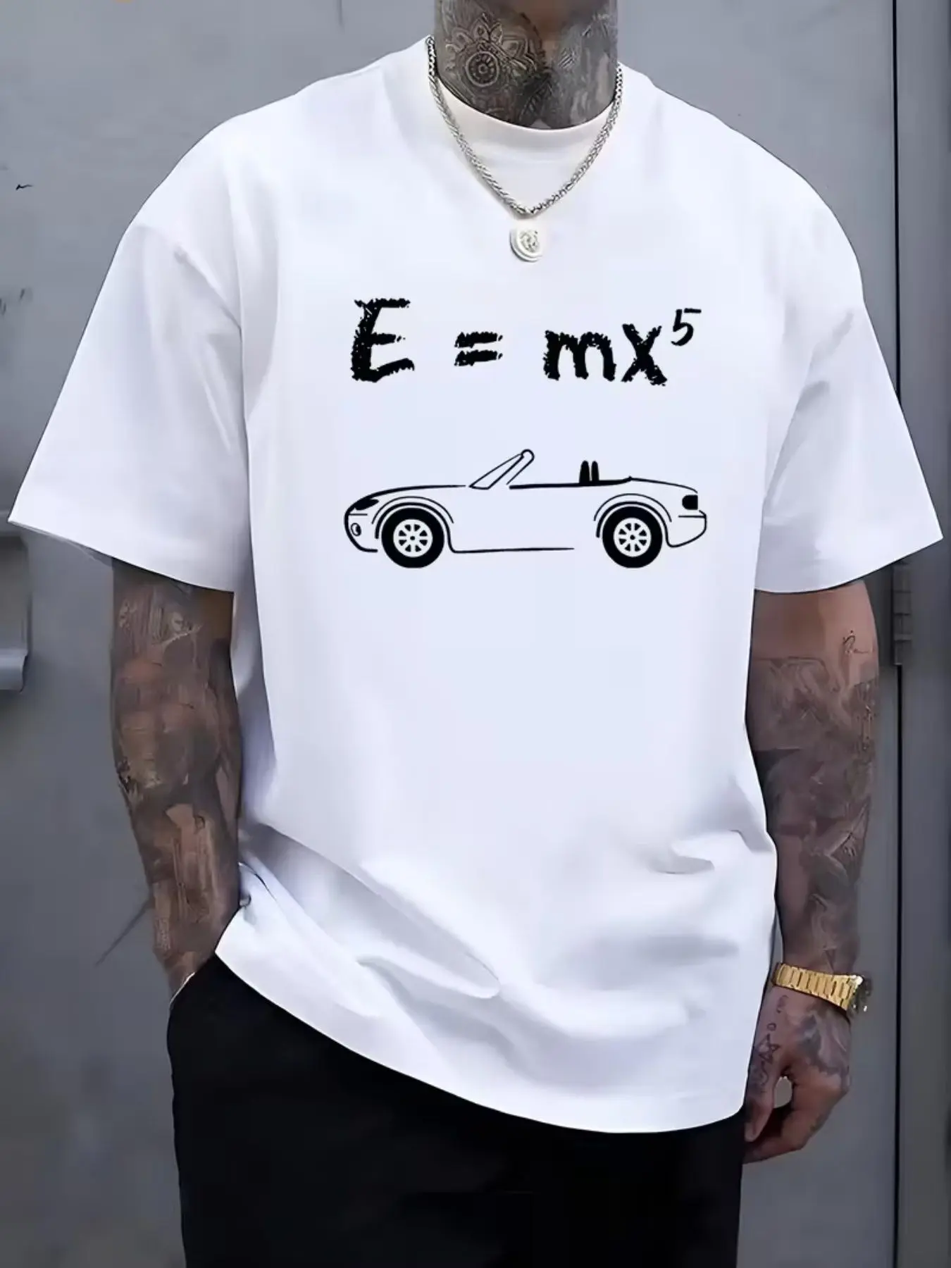 Mazda Mx5 Convertible Print Men's Loose Fit Crop Top, Casual Fitted Short Sleeve T-Shirt for Car Enthusiasts