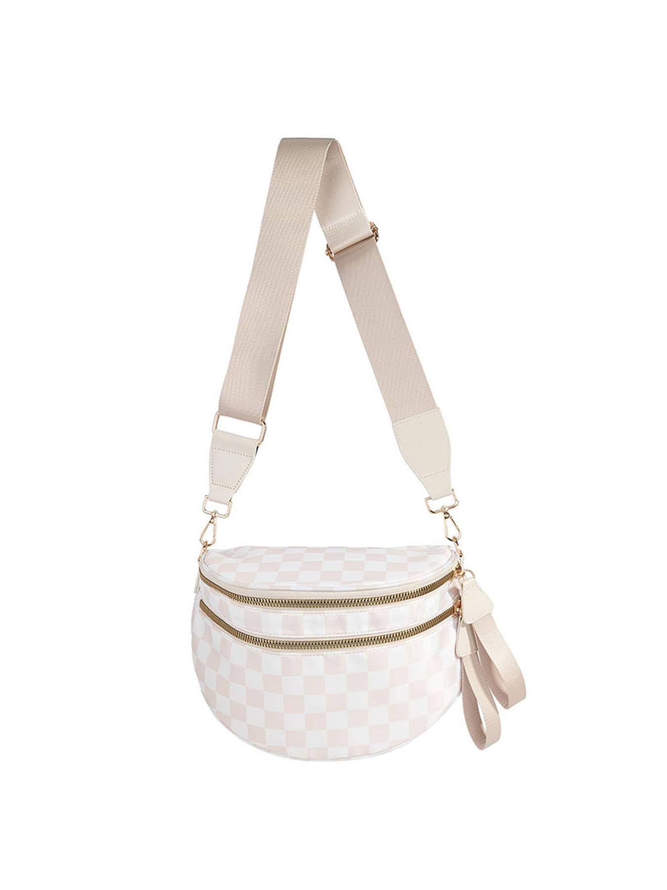 Fashionable Checkerboard Pattern Crossbody Bag, Casual Versatile Zipper Shoulder Bag for Women, Trendy All-match Commuter Bag for Daily Used