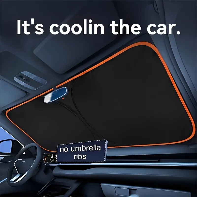 Front Windshield Sunshade, Drill-Free Foldable Sun Cover with Reflective Shading Fabric, Full Edge Seamless Fit, Blocks UV Sunlight, Protect Car Interior, Compact for Door Storage, Universal Fit Sedan SUV Truck,Privacy Car Accessory