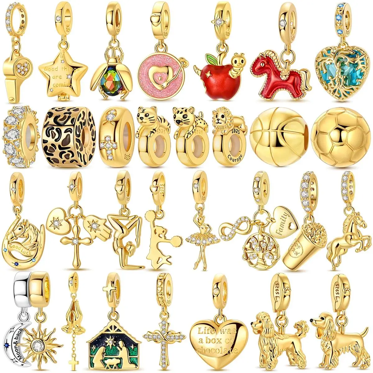 2026 Golden Charms Bead 925 Sterling Silver Dancing Colorful Beetle Traveling Pendants Fit Original Bracelet DIY Jewelry Marking