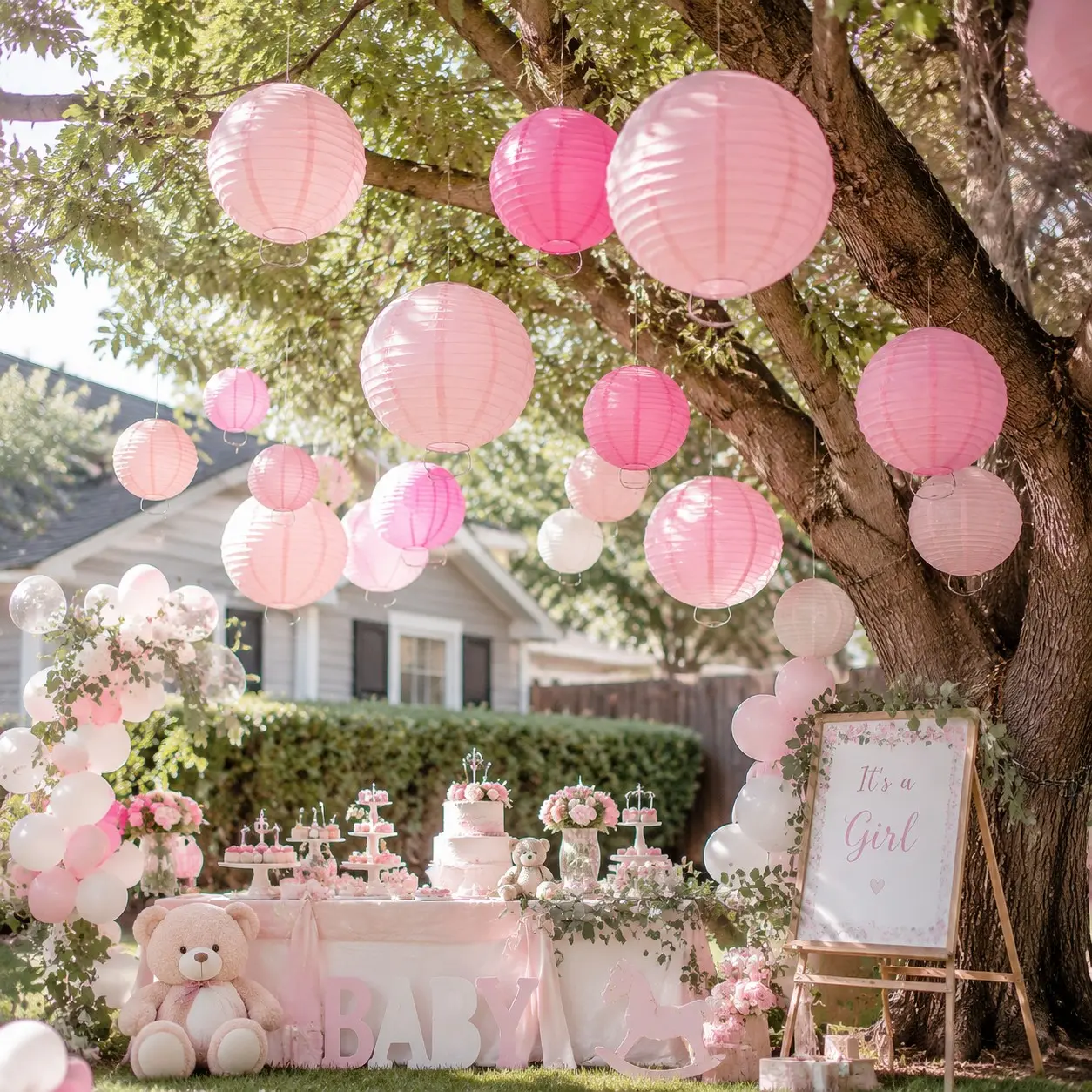 6-Pack 11.8in Light Round Paper Lanterns, Foldable Hanging Decor, Includes Fishing Line and Masking Tape, Ideal for Baby Showers and Birthdays