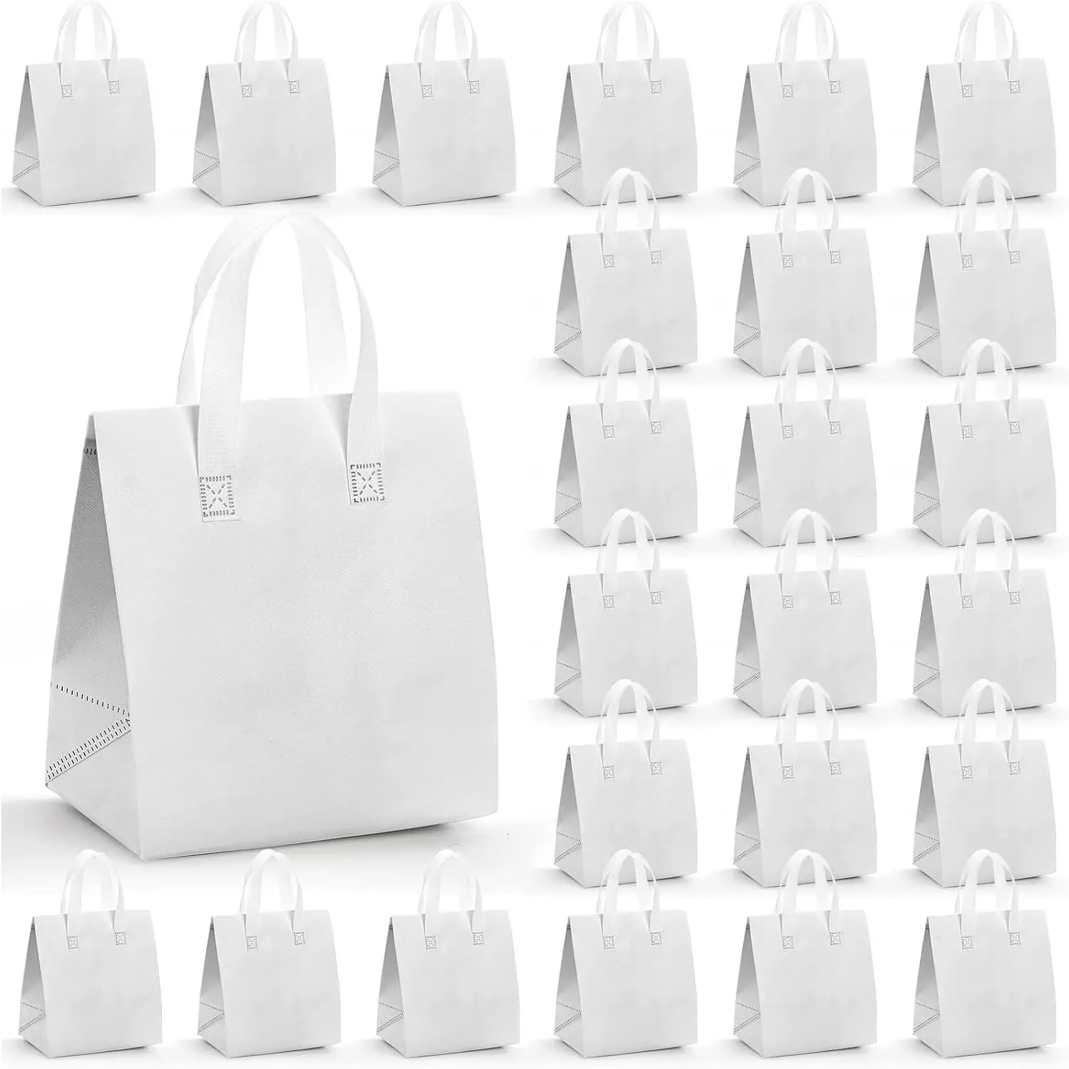 Set of 25 White Insulated Takeout Bags, Small Thermal Cooler Grocery Bags for Hot & Cold Frozen Food Delivery, 9.5 x 6 x 10 InchesGift