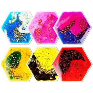 Sensory Soft Gel Liquid Toys - Hexagon Sensory Motion Fidget for Autism Kids, Stress Relief & Focus, Home School Therapy Travel Toys (6 Pack)fidget toys