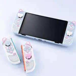 Cute Cat Ear Switch Controller Case, Kawaii Pastel Protective Cover for Joy-Con
