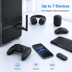 PC Bluetooth USB Dongle Bluetooth 5.4 Technology Adjustable External Antenna Multi Device Sync Support Up To 7 Bluetooth Peripherals Wireless Receiver Transmitter For Laptop Desktop Headphones Speakers Mice Keyboards