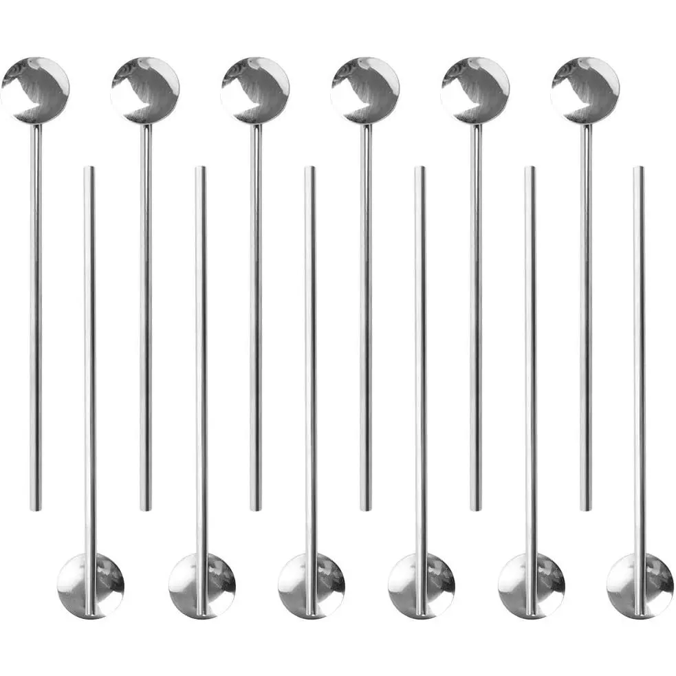12 count Spoon Straws Stirrer Stainless Steel Drinking Straw   Spoons-