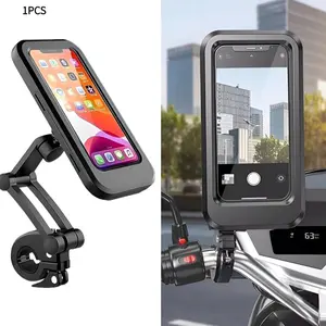 Motorcycle Phone Holder, 360° Free Rotation, Magnetic Touch Sensitive, Anti-Theft Waterproof, Compatible with Motorbike Scooter, Motorcycle Accessory