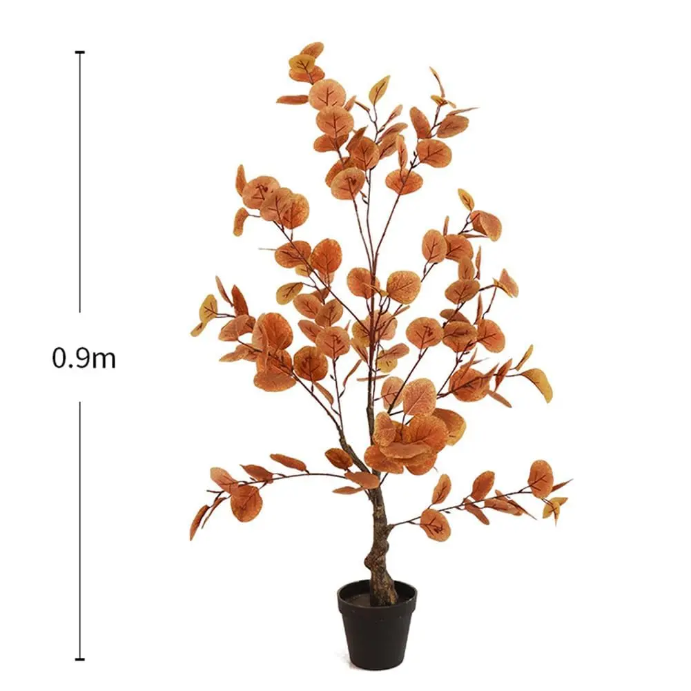 Garvee Realistic Autumn Eucalyptus Artificial Tree in Pot – Decorative Indoor and Outdoor Plant with Natural Leaves – Perfect for Living Room, Office, Garden, Events, and Fall Decoration – Size 1