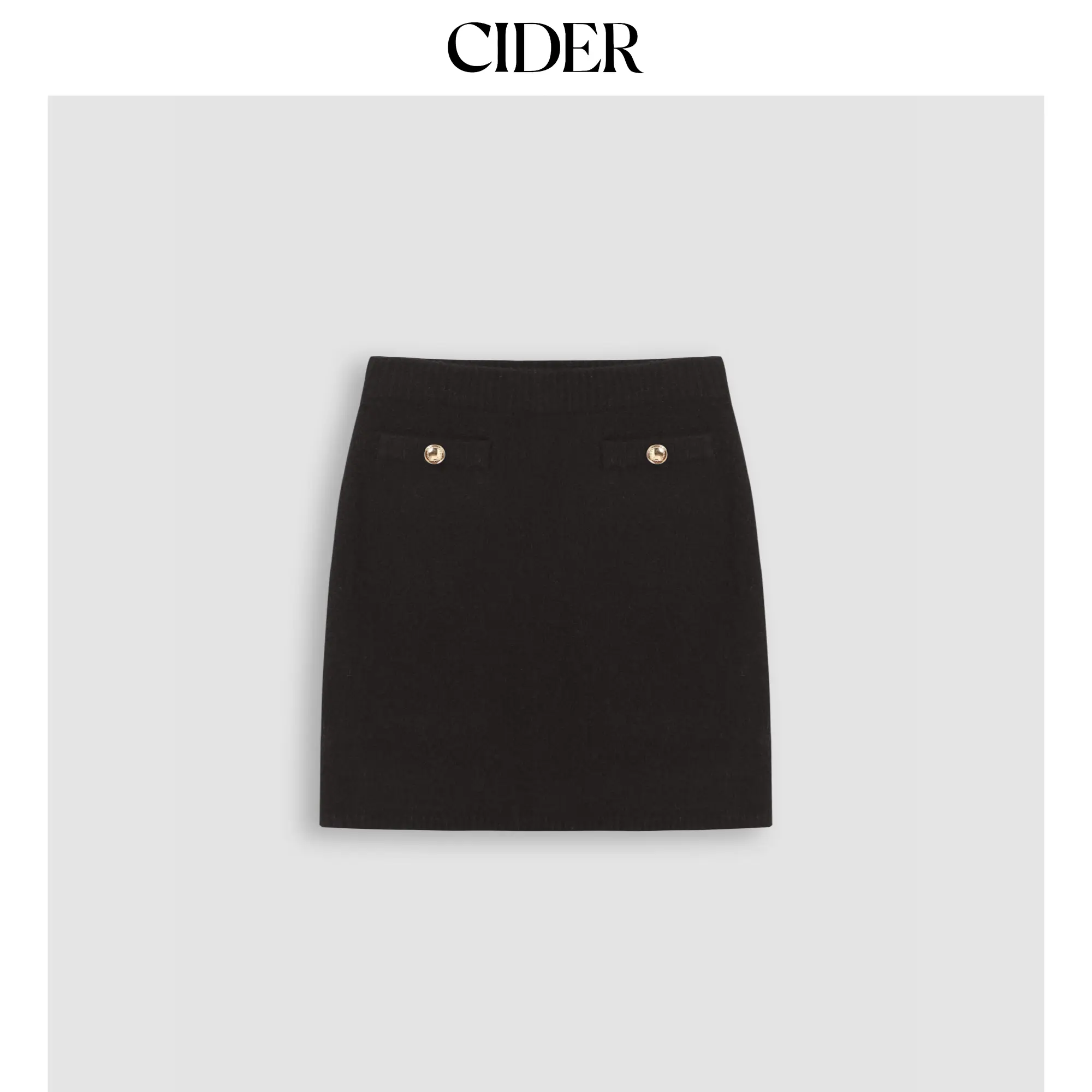 Cider [size 2-10] Middle Waist Button Knitted Mini Skirt