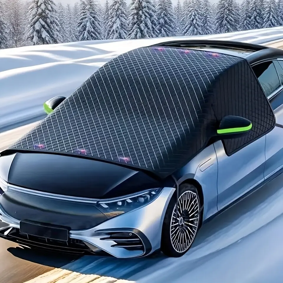 Car Windshield Snow Shield Sunshade Combo, Sun Cover For Car Windshield, Magnetic Attachment, Reflective Strips, PVC Material, Foldable, Ideal Gift for Dad and Boyfriend
