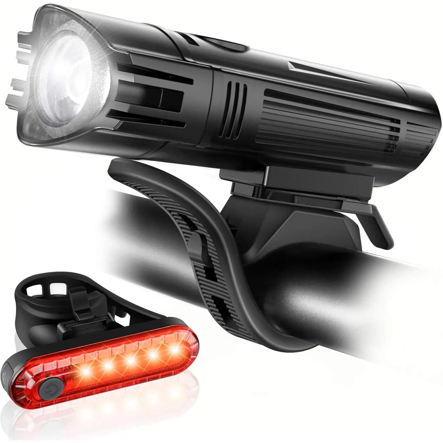 Ultra Bright USB Rechargeable  Light Set,   Front Headlight and  Taillight, 4 Light Modes, Easy to Install for Men Women  Road Mountain Cycling