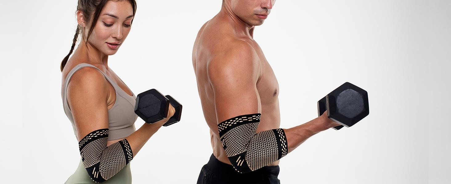 UGEM Copper Elbow Sleeve for Tendonitis & Tennis Elbow Pain Relief Optimal Support for Men & Women Golfers Arthritis Bursitis All Day Comfort