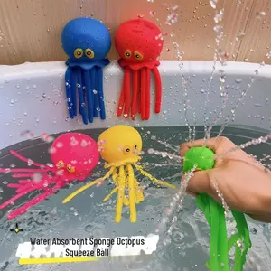 Kids Bath Toy – Sponge Octopus Water Absorbing Squeeze Toy for Kids Summer Swimming