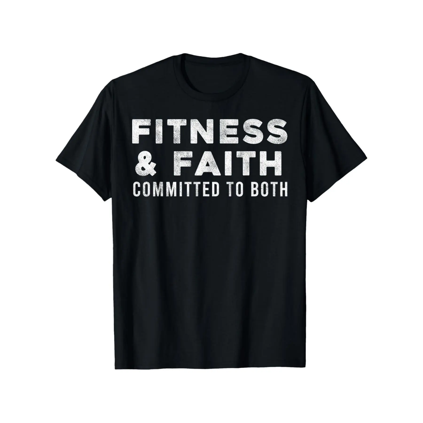 Fitness & Faith Committed to Both Gym Addict T-Shirt - Christian Faith & Fitness Motivational Workout Tee for Men & Women - Black with White Lettering - All-Season Comfort Round Neck Casual Athle.jpgSame style for men and women 2025 summer short