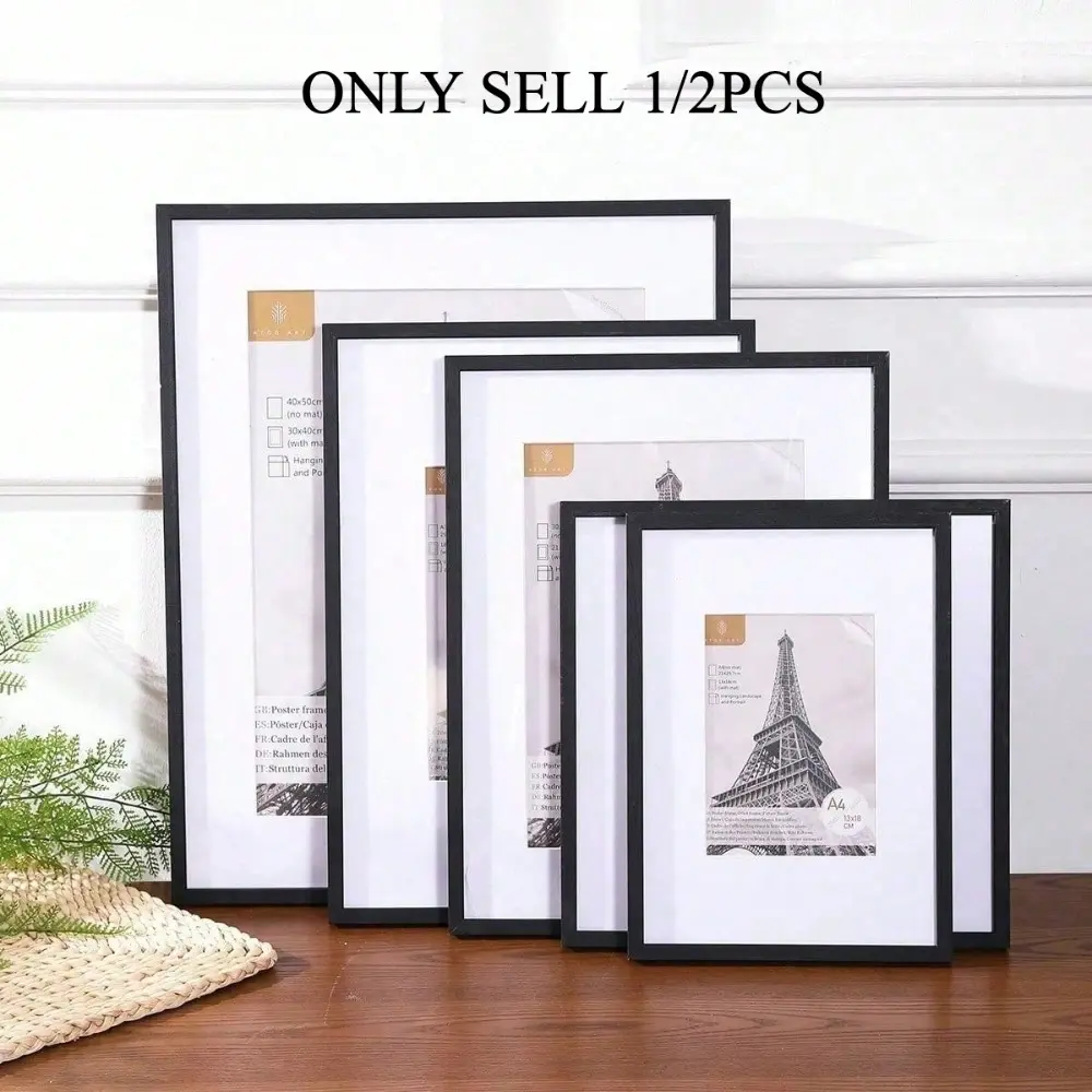 Black Wooden Photo Frame (1 or 2 Pack) – Commemorative frame suitable for any décor style and photo theme; ideal for gifts and holiday décor. Available in 30x40cm, A4 (with stand/certificate frame), and A3 (poster frame) sizes – Home décor accessory.