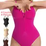 Women's Seamless Shapewear Bodysuit Underwear, Front Zipper Design, Tummy Control Thong Style, Curve Hugging Compression, All Seasons Wearable, Comfortable Fit, Body Shaping Underwear