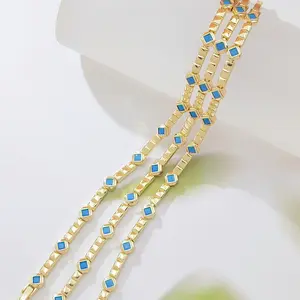 Geometric Square Blue Zircon Bracelet for Women, Trendy Minimalist Crystal Jewelry, Elegant Personalized Fashion Bangle, Light Luxury Style Wrist Accessory, Daily Wear, Party & Gift Jewelry