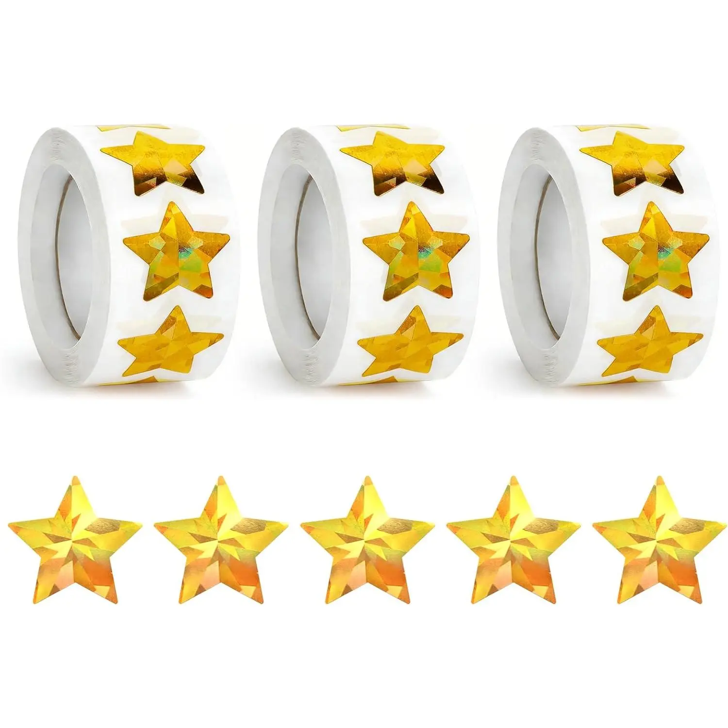 1500 count Holographic  Stars Stickers 1 Inch Self Adhesive Foil  Stickers 3 Rolls  Stars Stickers for Behavior  Chart Planner Decoration and DIY Crafts
