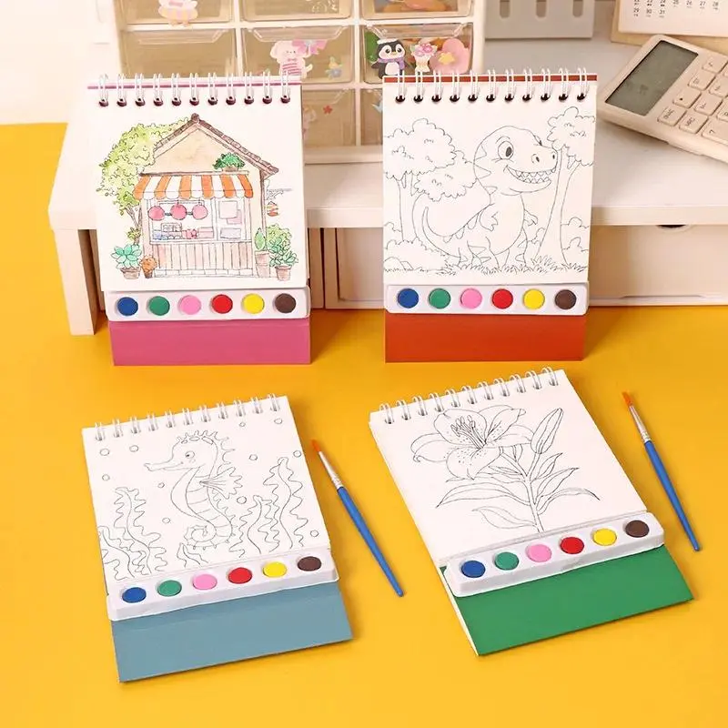 Bview Art Creative Kids Spiral Gouache Painting Set with Paints, DIY Coloring Doodle Book & Tabletop Art Kit