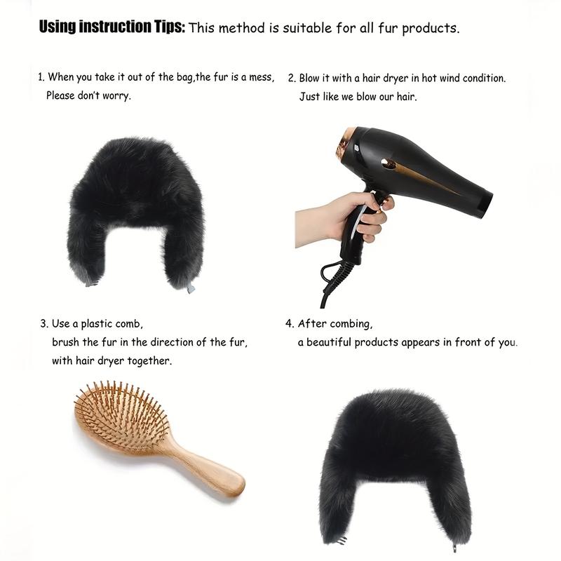 Elegant Retro Thickened Faux Fur Ushanka Hat - Warm Pilot Cap with Ear Coverage, Ideal for Hiking, Skiing, Cycling & Daily Wear, Classic Polyester Fisherman Hat with Hook-and-Loop Closure, Outdoor Headwear |   Vintage Style Hat | Faux Fur Hat