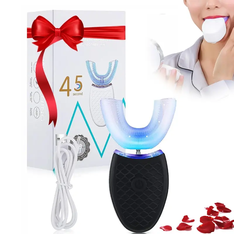 U-shaped Automatic Toothbrush, 1 Box Waterproof Ultrasonic Electric Toothbrush & Accessories, Oral Care Product for Adults, Personal Care Appliances, Rechargeable Toothbrush