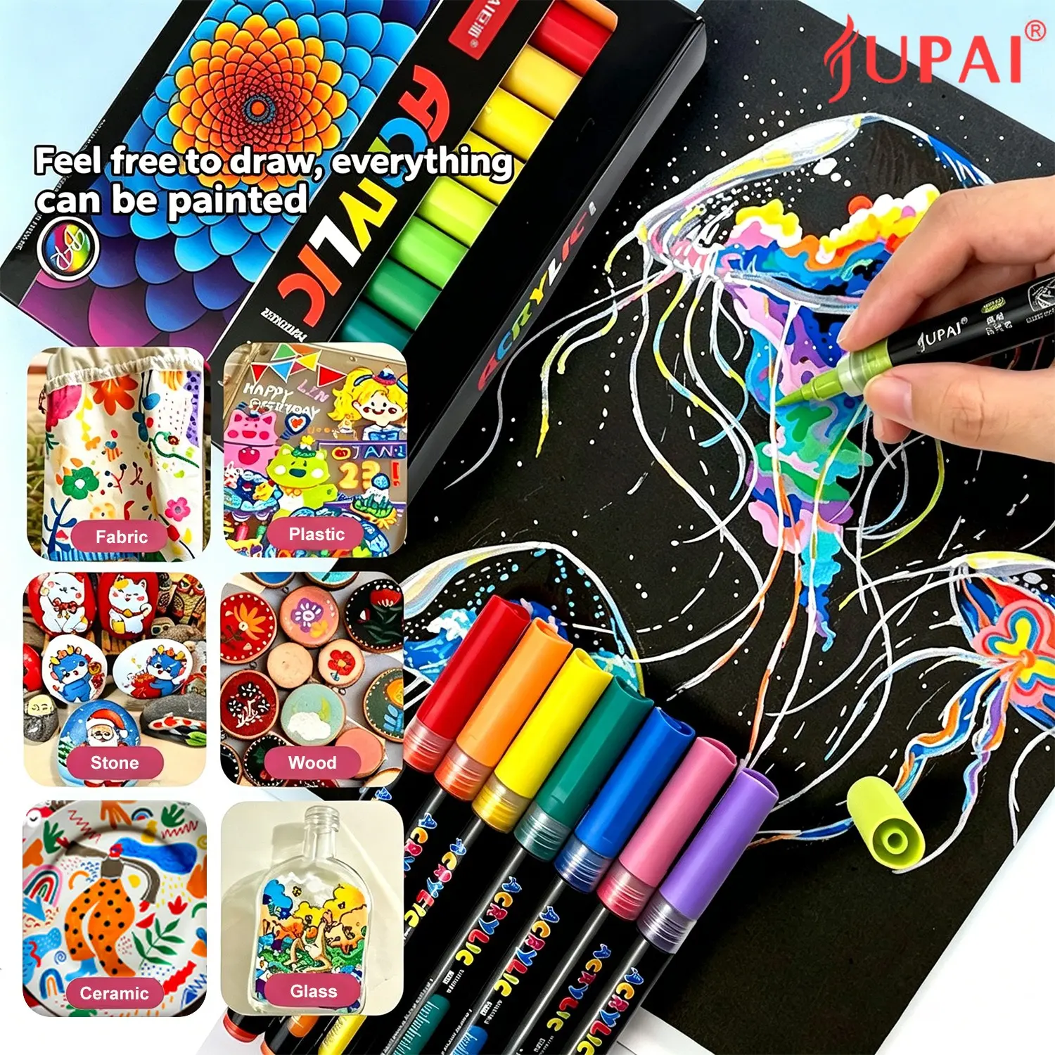 12/24 Color Acrylic Markers, Soft Tip, Layerable, Waterproof, Ideal for Kids, Students, Art, Anime, DIY, Watercolor Painting