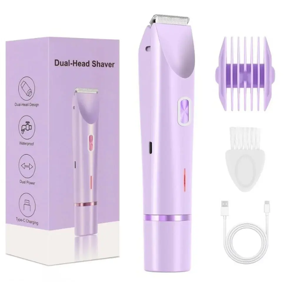 Dual-Use Women's Electric Trimmer, Dry/wet Use, Portable Bikini Trimmer, Body Hair Trimming, Adjustable, USB Charging, Dual Head Design, Perfect Gift