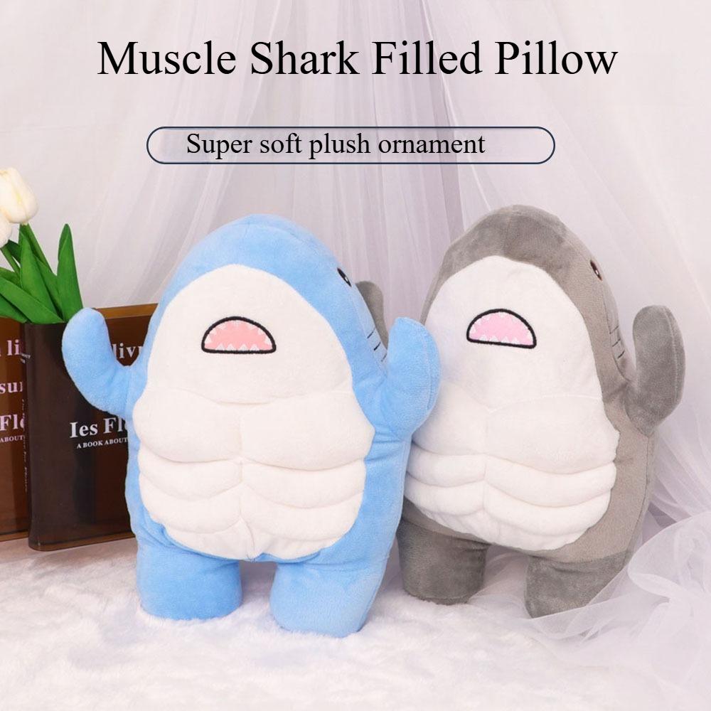 2026 New Muscle Shark Plush Toy |     Unique and trendy decorative style |     Soft plush material (durable texture) sleeping companion doll + desktop decoration + fitness-themed gift weighted rare stuffed animals Cartoon Gorilla Backpack Whale Kawaii