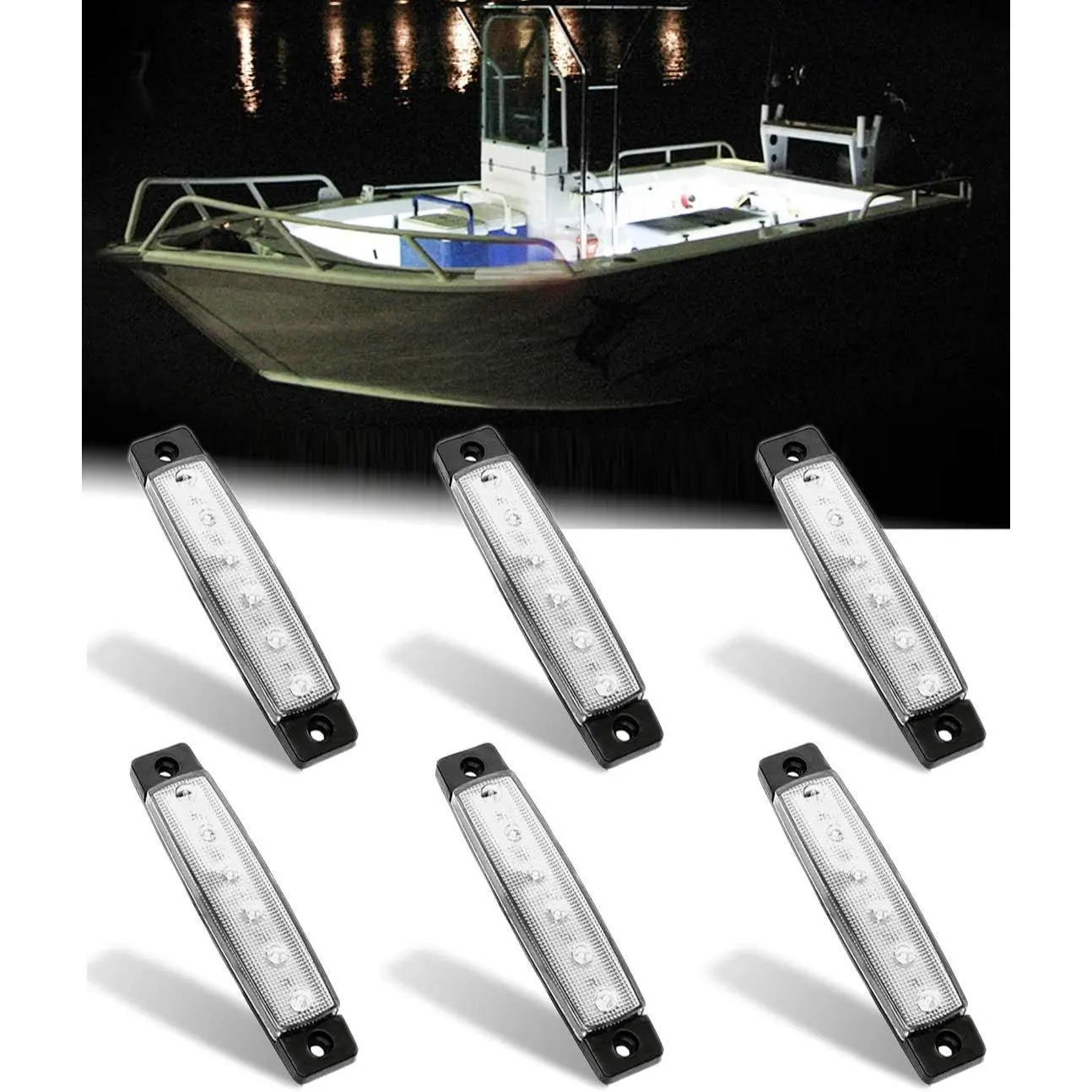 Marine Boat Lights, Utility Led Interior Lights For Boat Deck Courtesy Transom Cockpit Light, 12v Waterproof Marine Lighs For Yacht Fishing Pontoon Boat Sailboat Kayak Bass Boat Vessel, 6count
