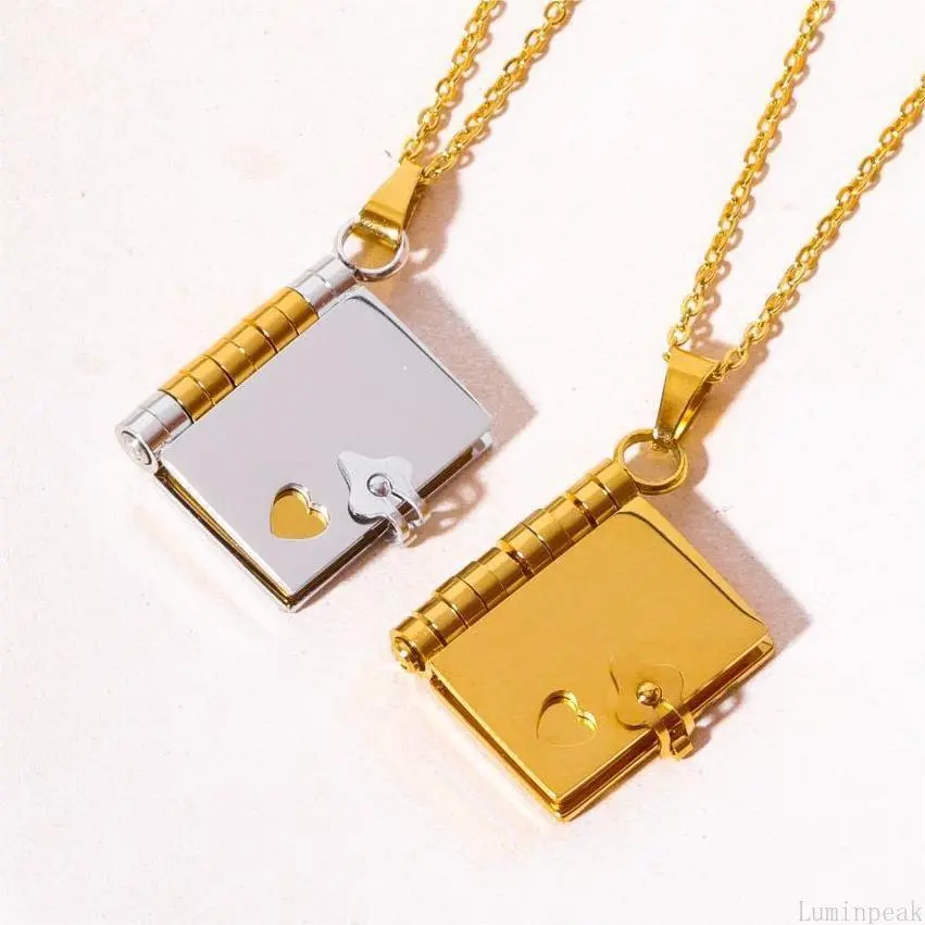Ins Openable Book Couple Pendant Necklace - Long Personalized Sweater Chain with Inner Heart, Love Gifts for Boyfriend & GF Birthday (Indoor Recreation Accessory), Gf Gift, Boyfriend Gifts