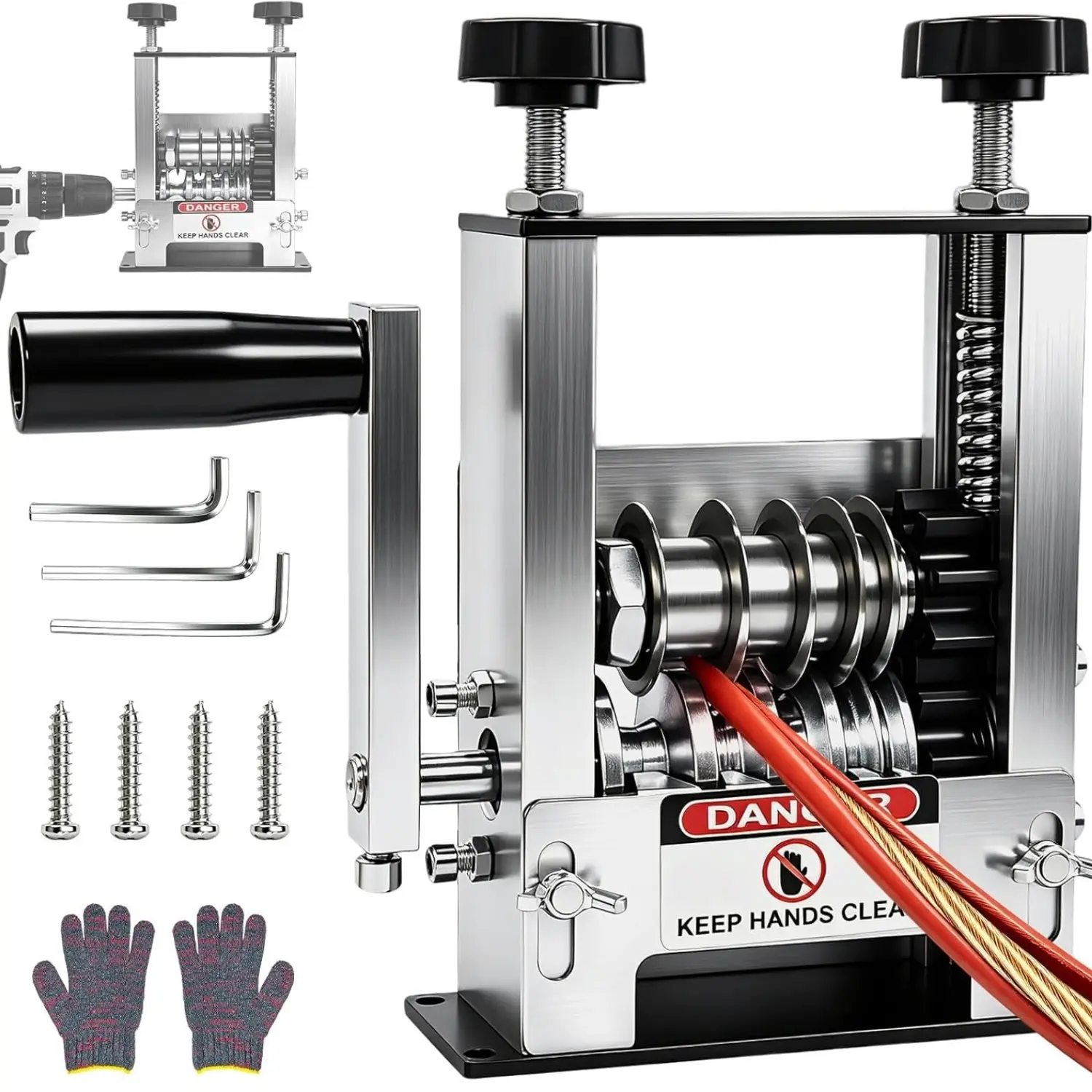 Wire Stripper Machine Gauge Wire 3-17mm with 6 Channels 5 Blades | Manual & Electric Drill Compatible Copper Wire Stripping Tool, Scrap Wire Stripping Machine for Efficient Cable Stripping
