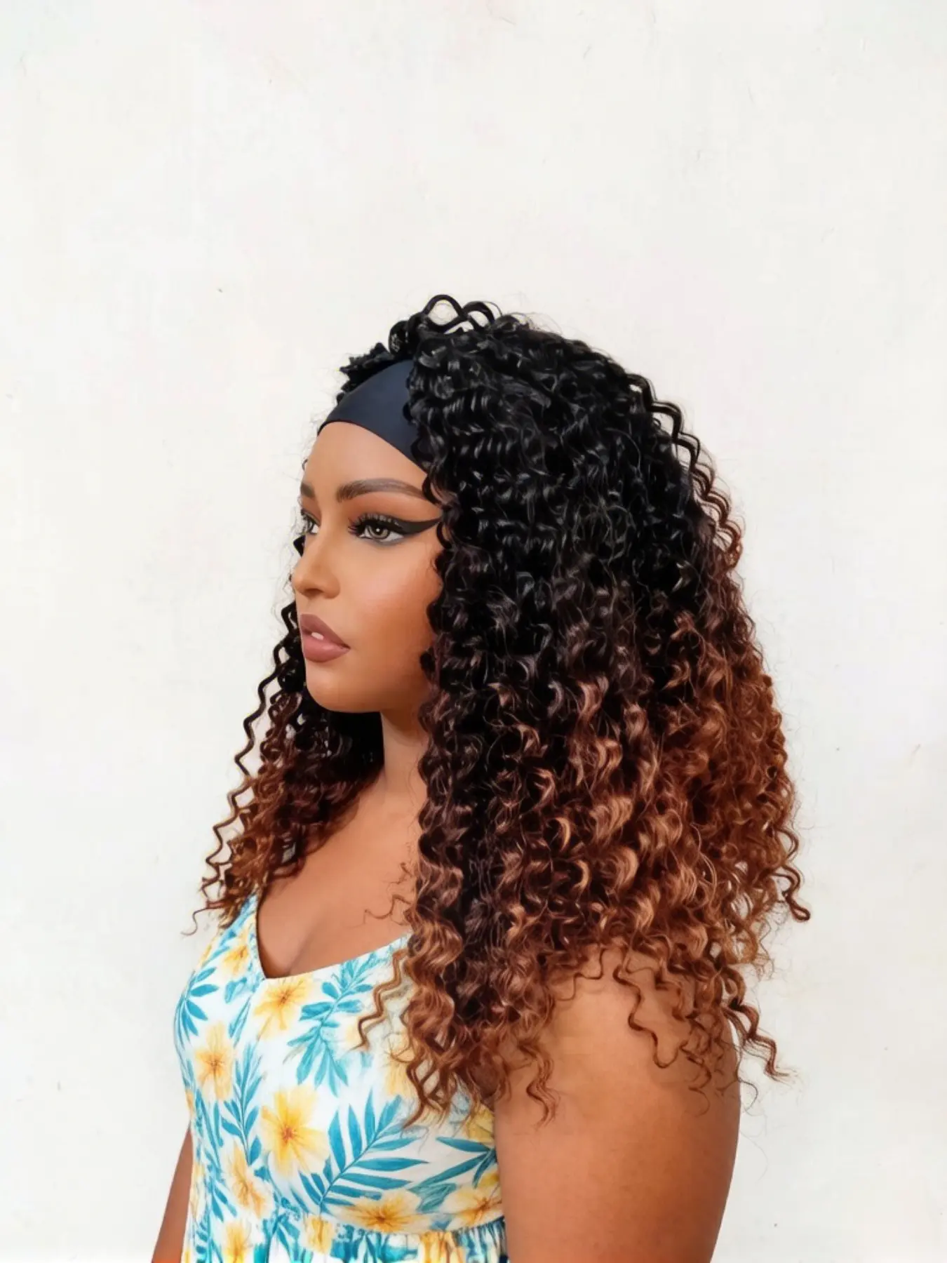 2026 Women's Bandana Loose Curl Wig, Gradient, Breathable, High Return, Fashion Synthetic Hair, Factory Direct Sale