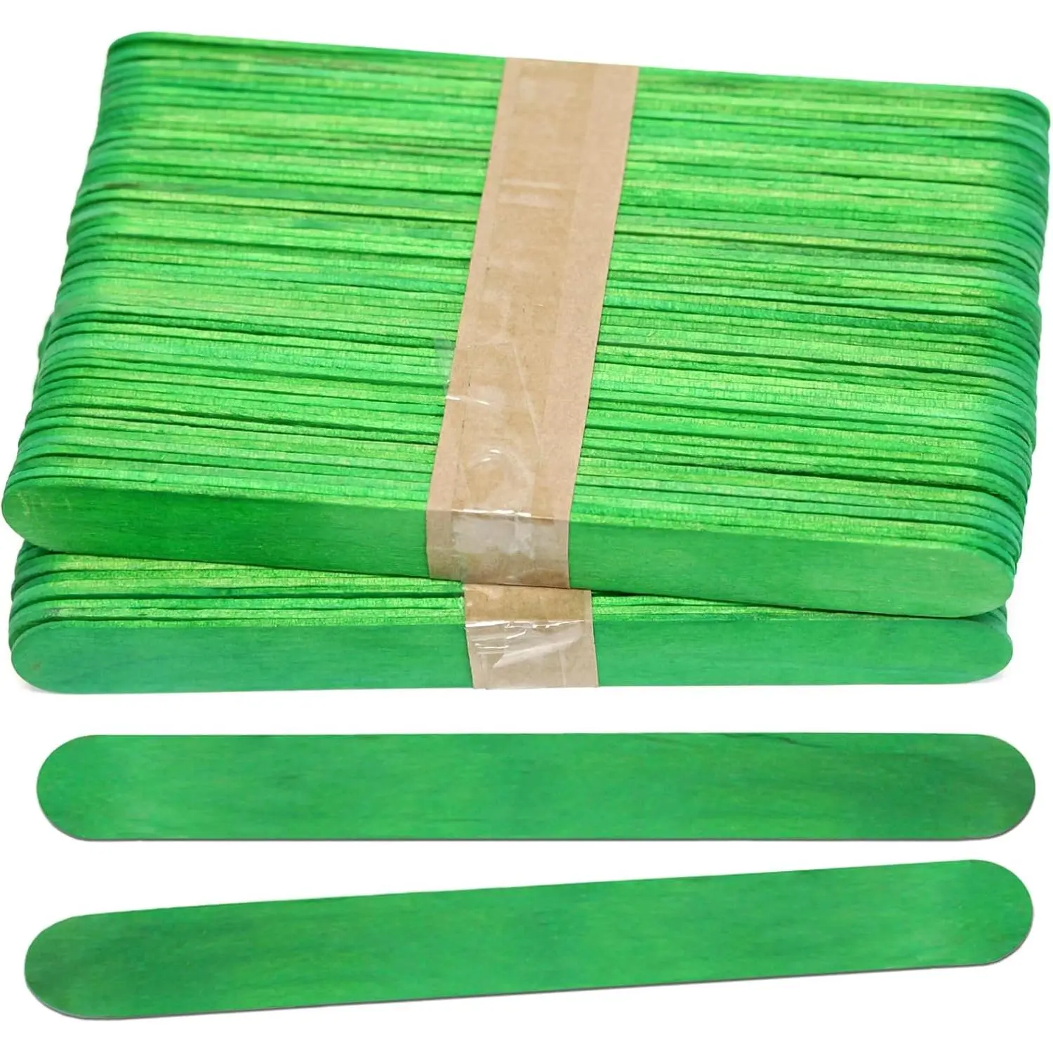 100 Pack 6 Inch Green Jumbo Craft Sticks, Green Popsicle Sticks Perfect for DIY Crafts and STEM Learning Activities