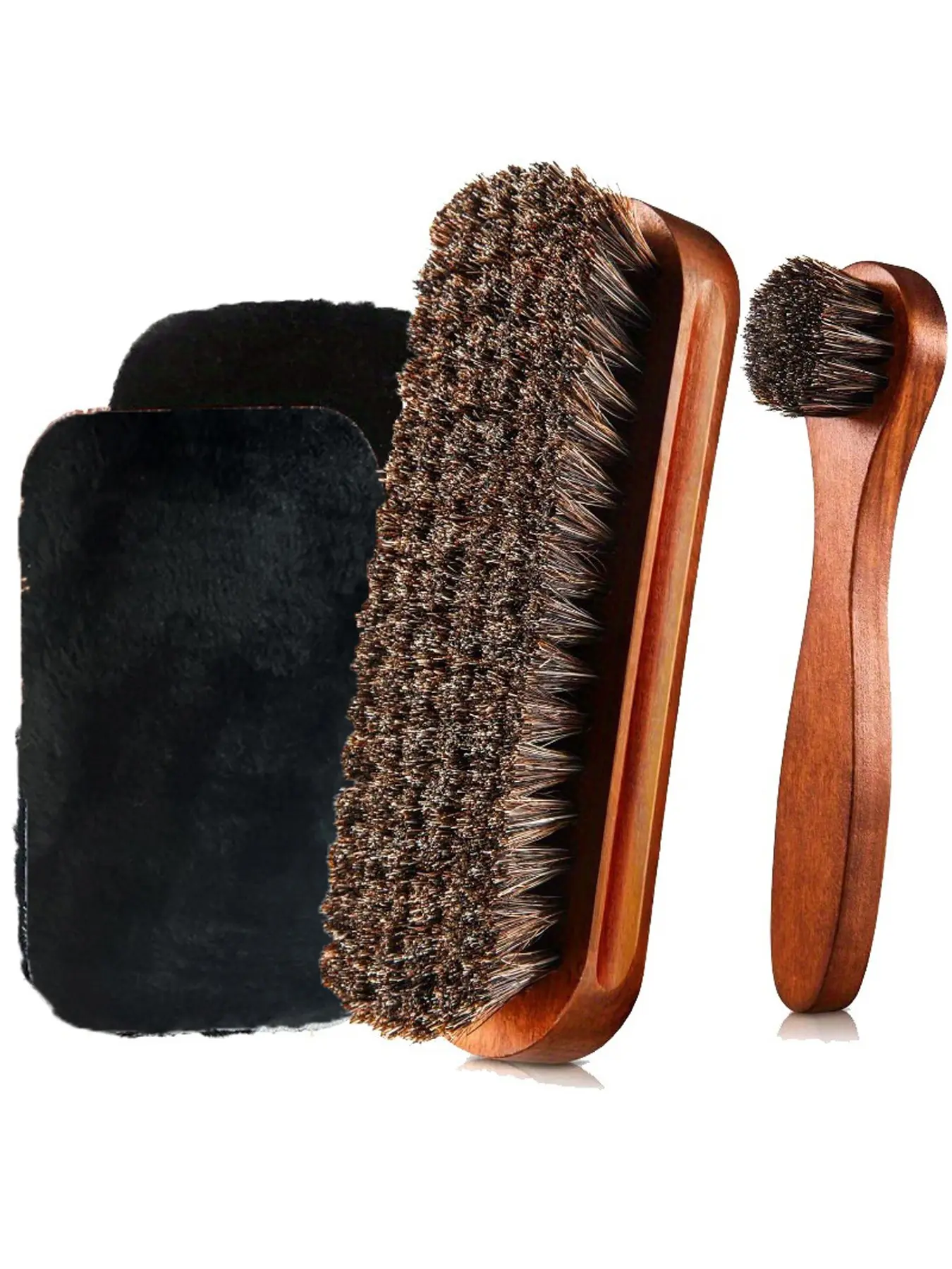 4-Piece Shoe Brush Set, Horsehair Shoe Brush, Polishing Applicator, Leather Shoe Boot Care Brush, Suede Cleaning Brush Kit