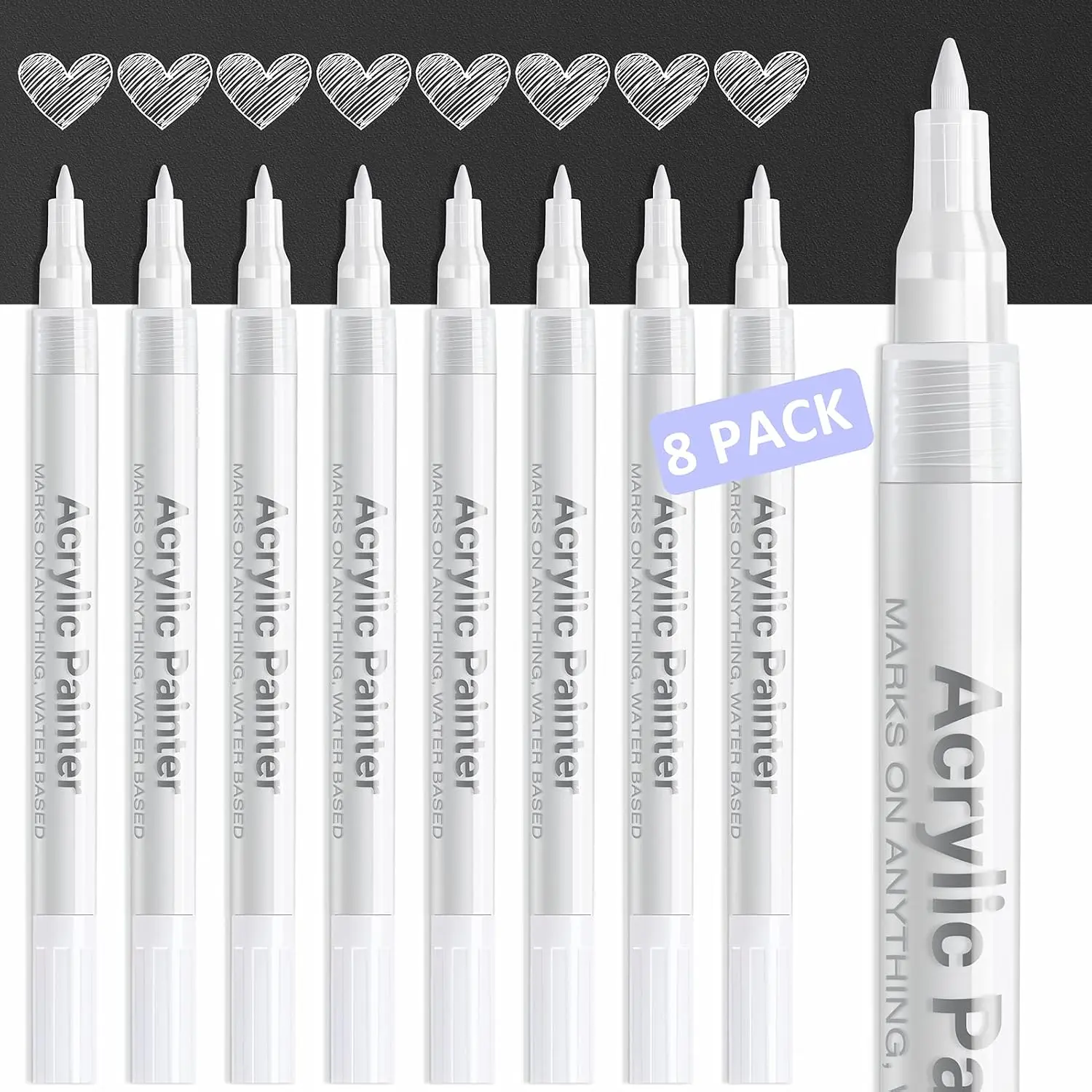 White Marker  Pen: 8 Pack  Fine Tip White  Marker | Upgrade opaque white ink, 0.7mm fine tip for detailing, Quick-dry,  & , Works  Black Paper, Rock,