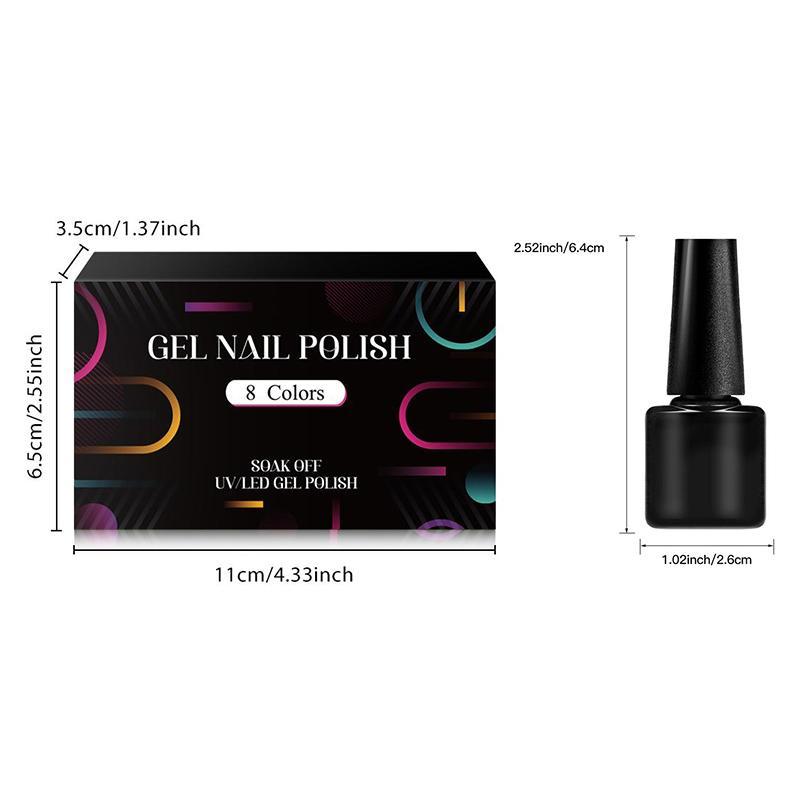 Gel Nail Polish Set, Magnetic Cat Eye Gel with 8 Mirror-Glass Colors, Soak-Off UV French Cat Eye Gel Nail Polish for Home or Salon Use, Valentine's Day Nail Supplies