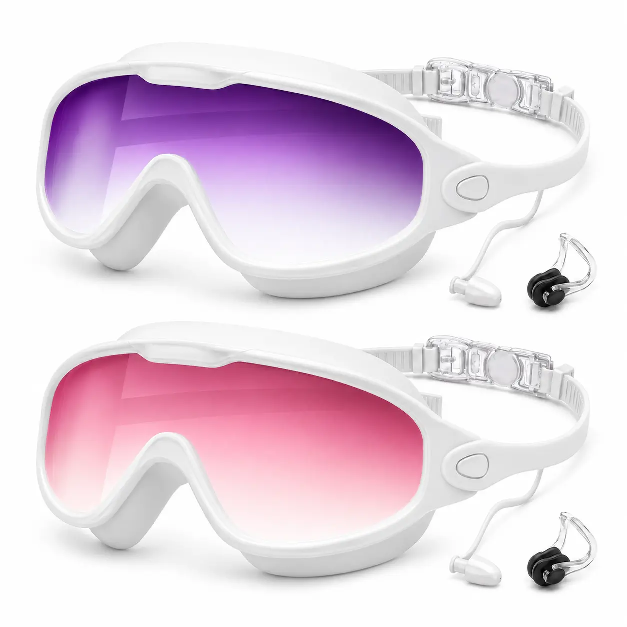 GMOX Adult Swim Goggles 2/1 Pack, Wide View Anti Fog&UV Swimming Goggles, Water Goggles No Leak Pool Beach Essentials for Men Women